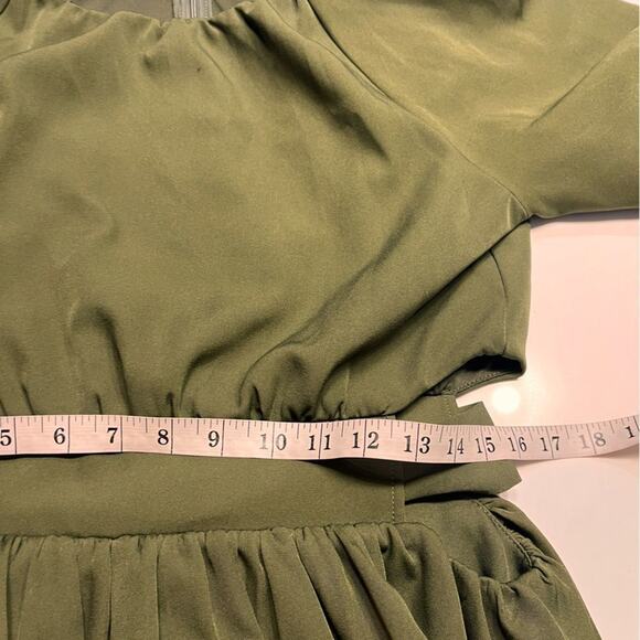 Seek The Label Olive Green Bubble Hem Mini Dress Sz M - Picture 10 of 10